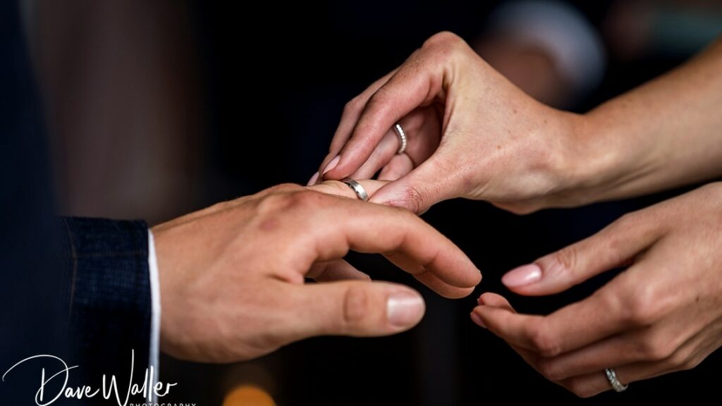 Wedding ring exchange close-up photography