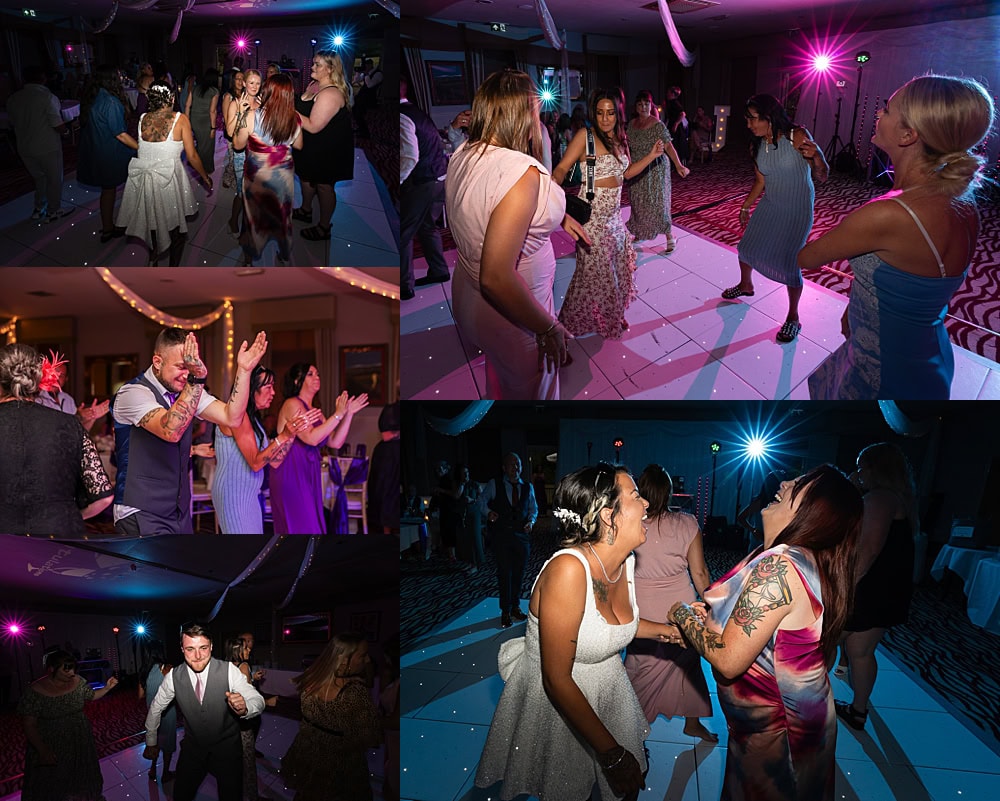 People dancing joyfully at a lively party.